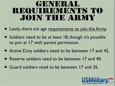 Requirements to join the U.S. military .